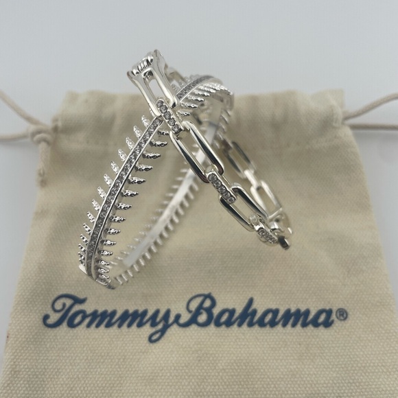 Tommy Bahama Woven Tote Bag + Silver Bangles Gift Set Resort Chic - Picture 6 of 8